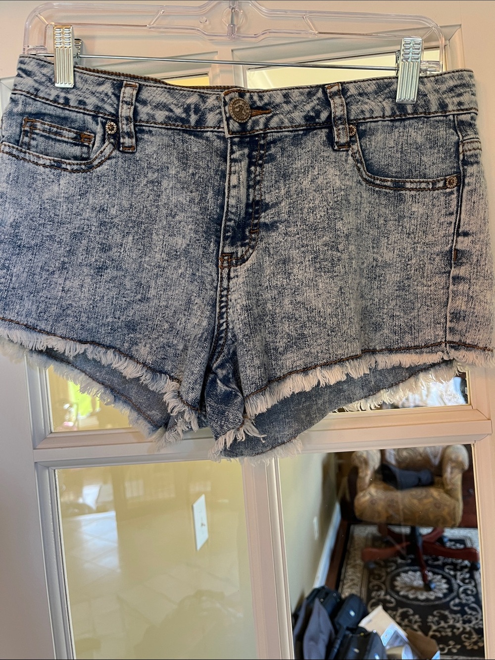 Max Jeans Light Blue Acid Wash Denim Cutoff Shorts